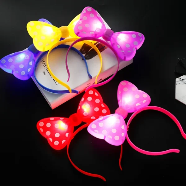 5/10pcs LED Light-up Bow Headband Multicolor Luminous Mouse Bow-knot Princess Crown Headdress Hair Hoop Band Wedding Party Decor - Image 5