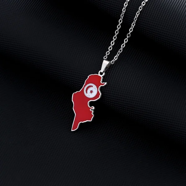 Tunisian flag necklace with chain.