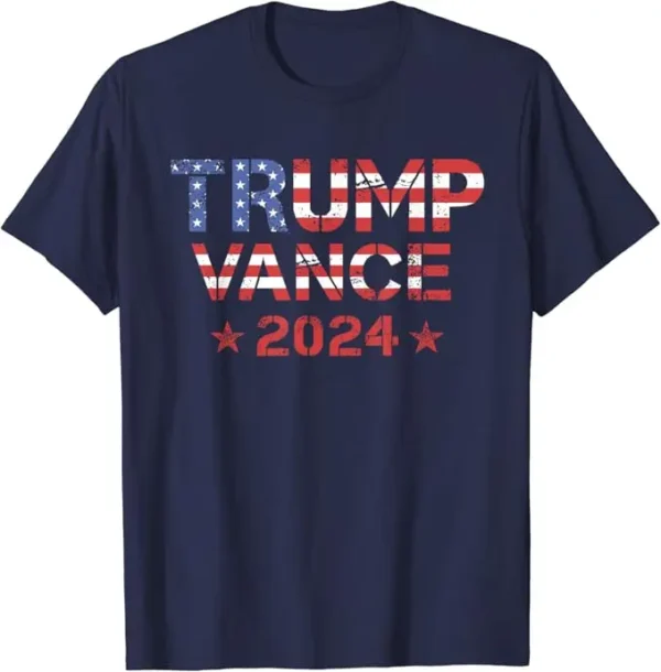 Trump Vance 2024 Vintage Patriotic T-Shirt President VP USA Election Campaign Tee US Flag Print Graphic Outfit Short Sleeve Tops - Image 2