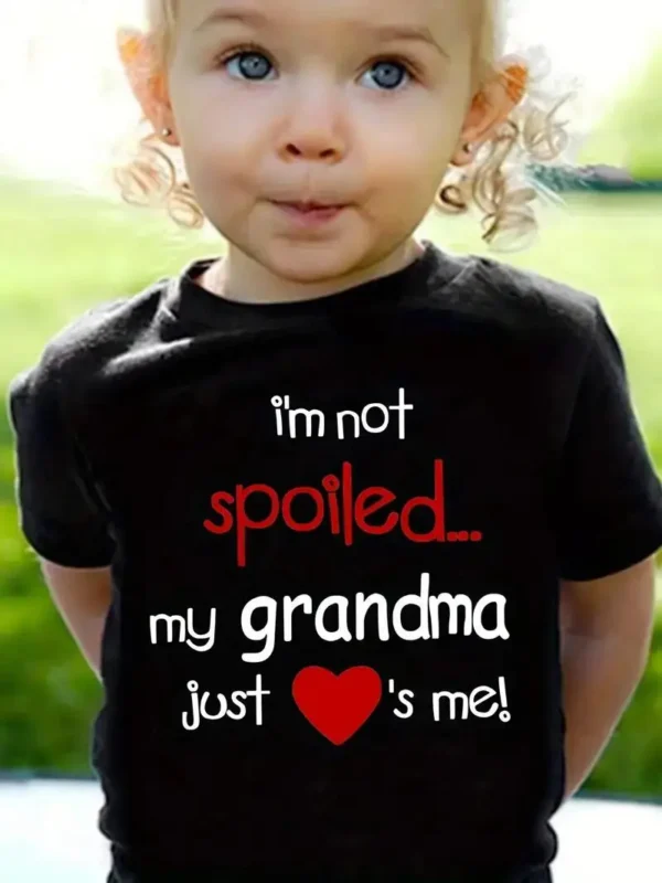 "I'M NOT SPOILED"" Toddler Girls Graphic T-Shirt - Casual Round Neck Tee for Kids Summer Clothes"