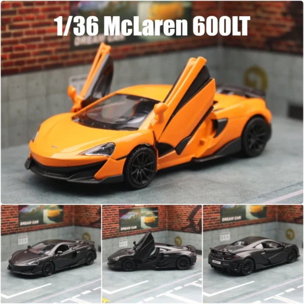 1/36 scale orange McLaren 600LT toy car.