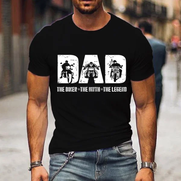 Men T Shirt Dad The Biker The Legend Print Summer Top Tees Men Black Harajuku Fashion Tshirts Father's Day O-neck Street T-Shirt