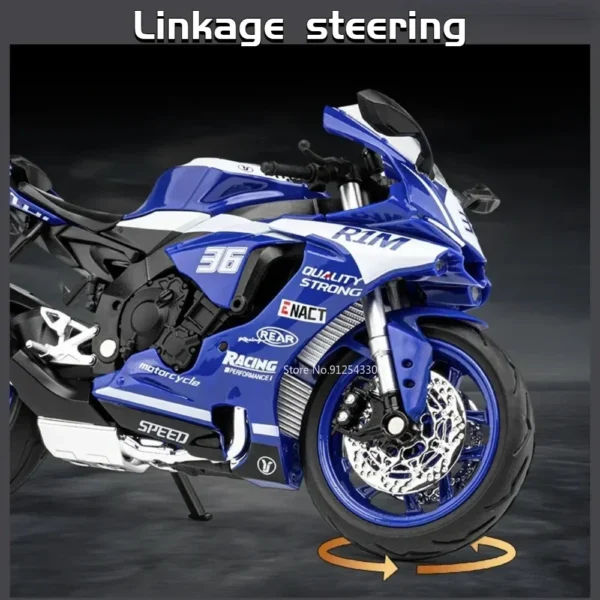 1/12 Yamaha R1M Toy Motorcycle Model Alloy Diecast with Shock Absorption Simulation Scale Motorcycle Model Toys for Kids Gifts - Image 3