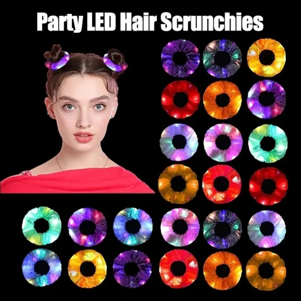 10-100Pcs LED Hair Scrunchie Light Up Hair Scrunchy for Women Satin Elastic Hairband Christmas Glow in the Dark Party Supplies