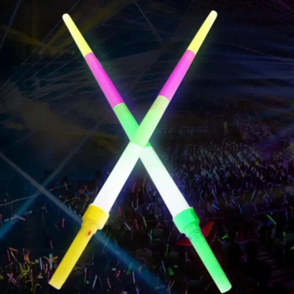 Two colorful glow sticks crossed over.