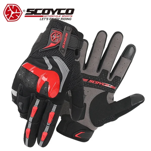 SCOYCO Motorcycle Gloves Summer Breathable Anti-fall Motocross Riding Gloves Touch Screen Guantes Gloves Motorcycle Accessories