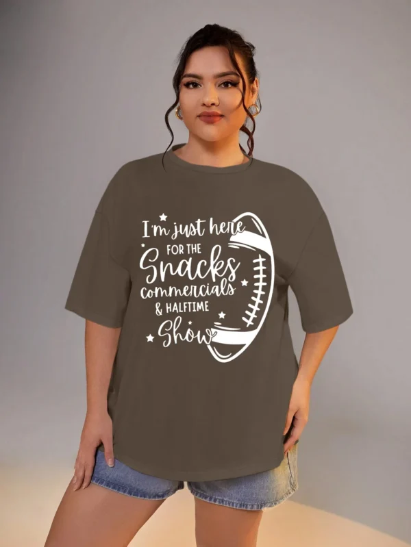 Women's Rugby Letter Print Oversize Short Sleeve T-Shirt Plus Size Clothes 2XL 3XL 4XL 5XL Summer