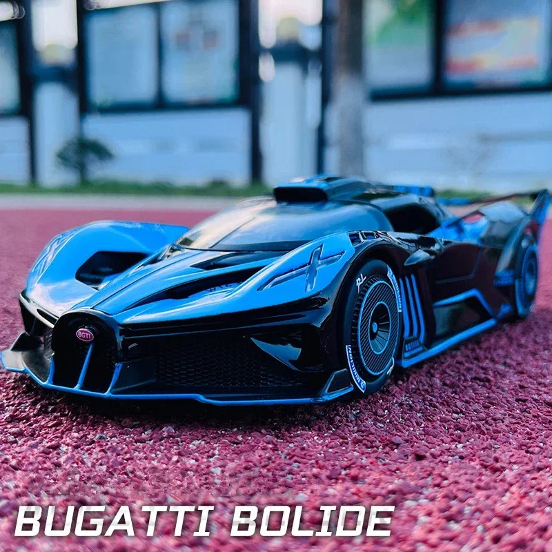 Blue Bugatti Bolide race car model.