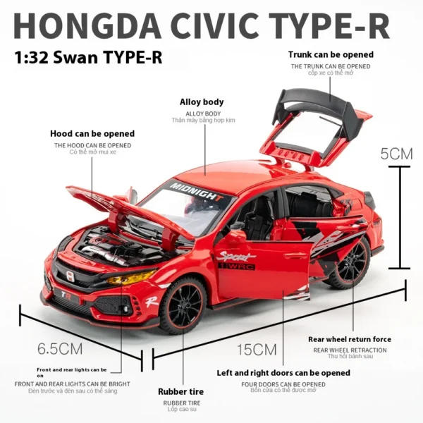 Red Honda Civic Type R toy car.