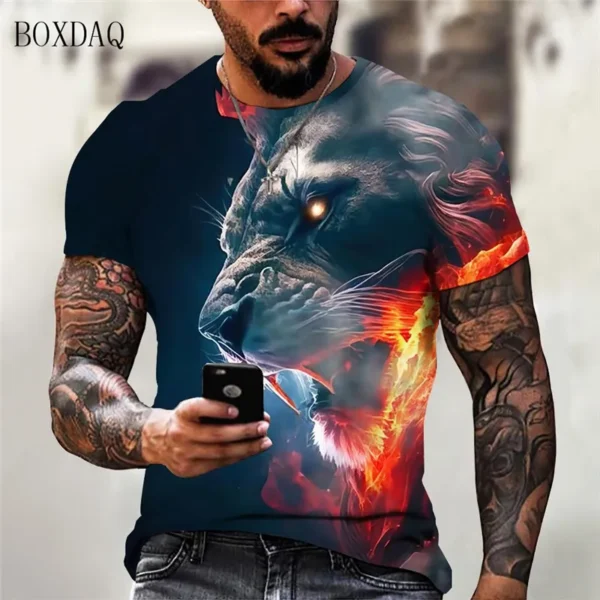 Street Trend Lion Pattern Men T-Shirts Short Sleeve O-Neck 3D Animal Print Male Outdoor T Shirt 6XL Plus Size Summer Casual Tops - Image 4