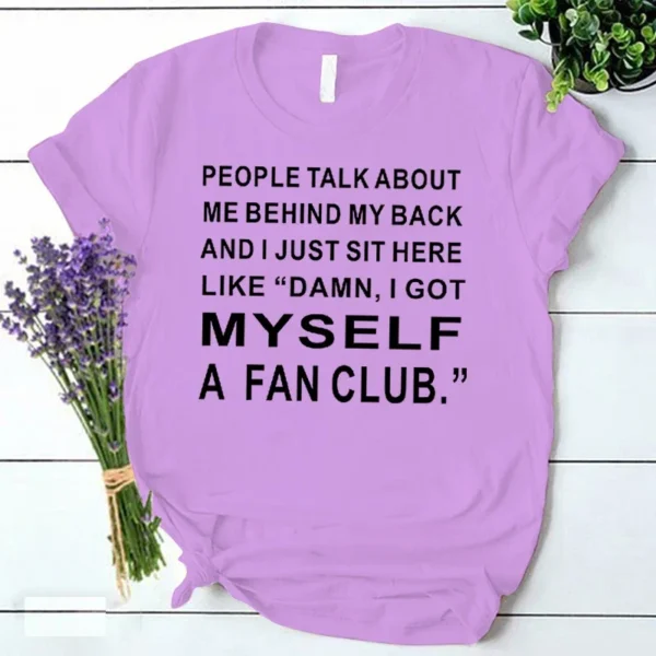 Myself A Fan Club Print T-shirt Women Vintage Harajuku Tee Shirt Autumn Korean Ulzzang Tshirt Female 90s Streetwear Y2k Tops