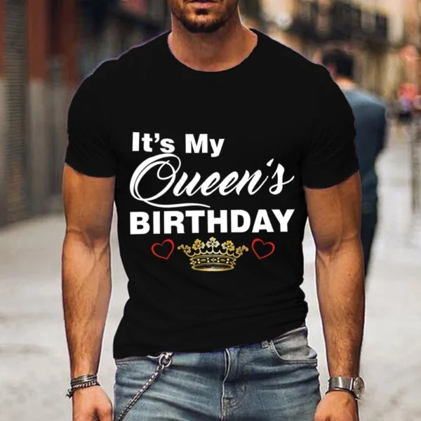 The Birthday Queen/It's My Queen's Birthday Couple Matching Tshirt Love Crown Lovers Shirt Fashion Wife Husband Couple T Shirt - Image 5