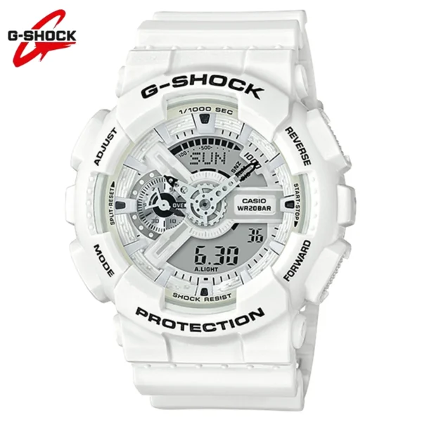 White G-Shock analog-digital watch.