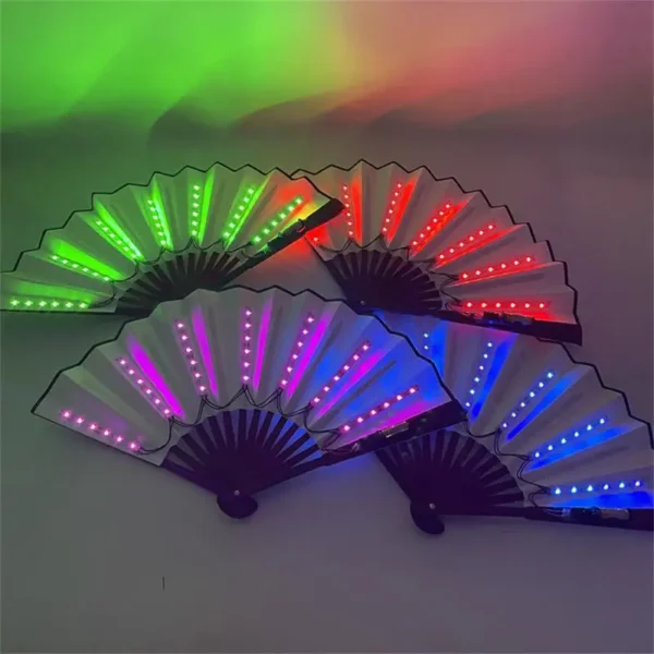 1/2/3PCS Carnival Rave Party Lighting Supplies 8inches Fan Colorful Change Rechargeable LED Fan Glowing For Music Disco Party - Image 5