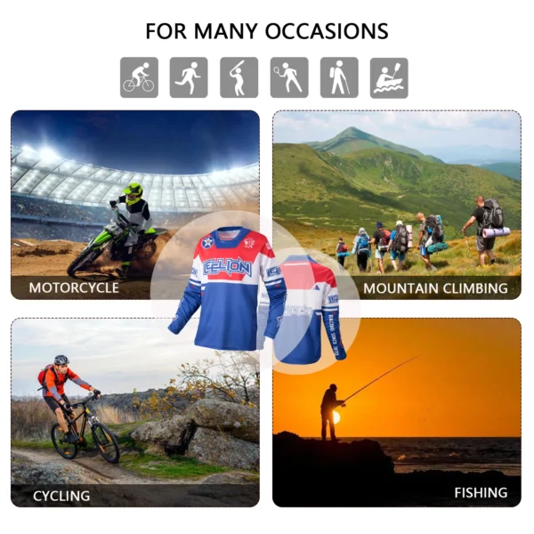 Motorcycle Off-road T-shirt,Cycling Jersey, Quick Dry Breathable Moisture Wicking Long Sleeve MTB Shirt For Biking Riding Sport - Image 5