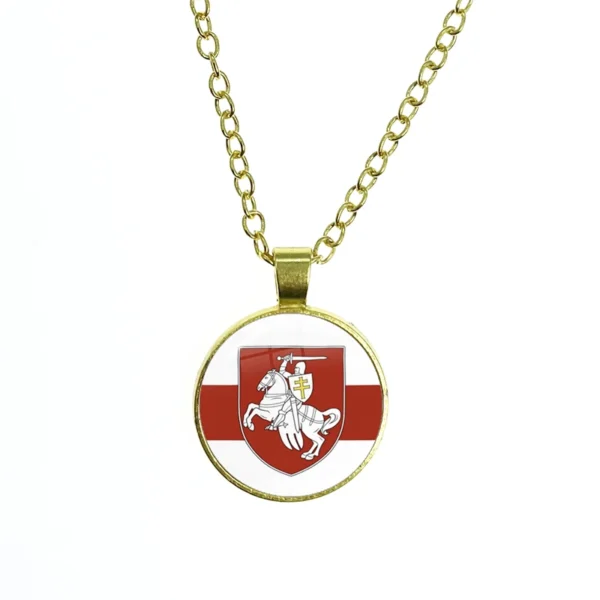 Gold necklace with Belarusian flag pendant.