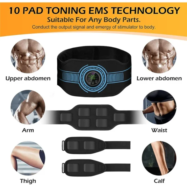 Abdominal Toning Belt EMS Muscle Stimulator Toner Waist Body Slimming Shaping Waist Arm Leg Massage Lose Weight Home Fitness - Image 5