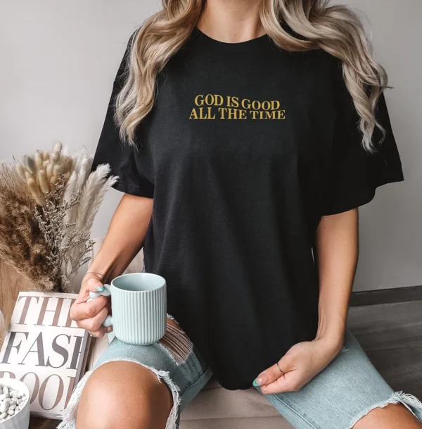 God is Good All The Time Christian Oversized T-Shirt Give thanks to the lord Loose Tee Women Trendy Casual cotton Aesthetic Top - Image 2