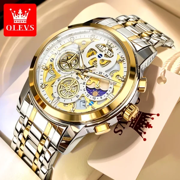 Gold and silver Olevs men's wristwatch.