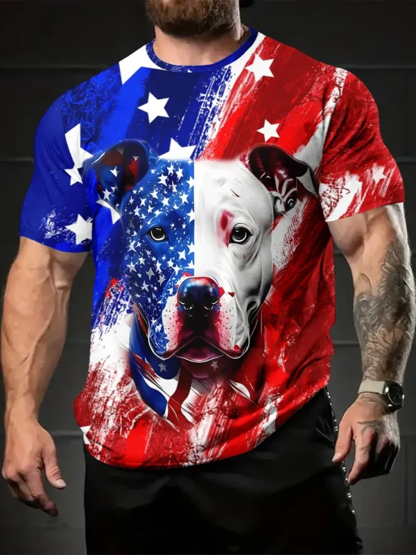 New Harajuku American Flag T-shirt pattern men's loose T-shirt Casual short-sleeved men's O-collar short-sleeved top clothing