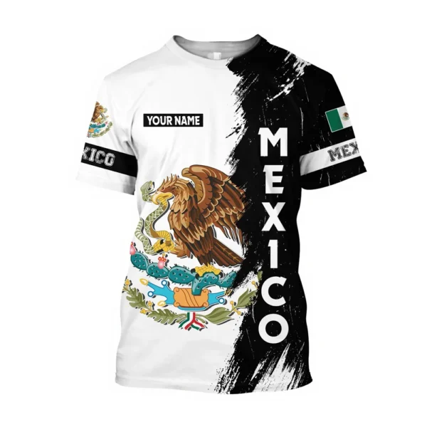 Mexico National Flag Printed Summer Men's O-Neck T-Shirts Casual Short Sleeve Oversized Pullover Fashion Streetwear Men Clothing - Image 5