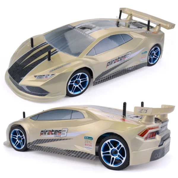 Gold and black remote control car.