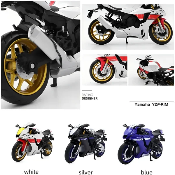 1/12 Scale Yamaha YZF-R1M Motorcycle Model Toy Alloy Diecast Simulation Models Motor Cycle Collection Decoration Boys Toys Gifts - Image 6