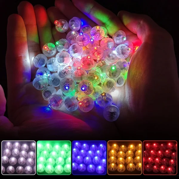 10-50Pcs Mini LED Round Ball Glow Light Balloon Flashing Luminous Tumbler Ball Lamp Lantern Light Birthday Wedding Party Decor