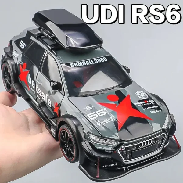 1/24 Audi RS6 Modified Vehicles Car Model Toys Alloy Diecast With Pull Back Light & Sound Model Cars Boys Gifts For Children