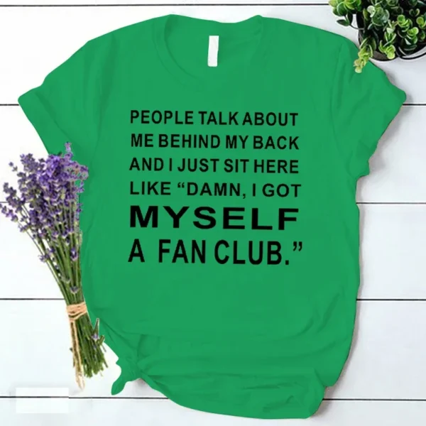 Myself A Fan Club Print T-shirt Women Vintage Harajuku Tee Shirt Autumn Korean Ulzzang Tshirt Female 90s Streetwear Y2k Tops - Image 4