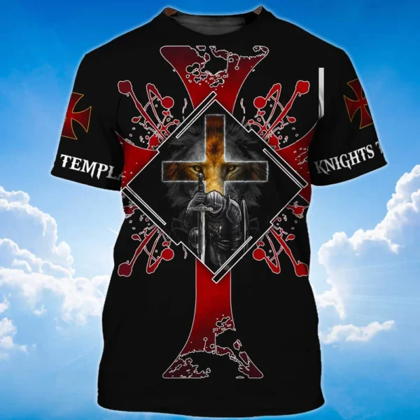 Templar 3D Harajuku Printed Men's Fashion Cool Crew Neck Short Sleeve Handsome Quick Drying T-shirt Sport Loose Comfortable Top