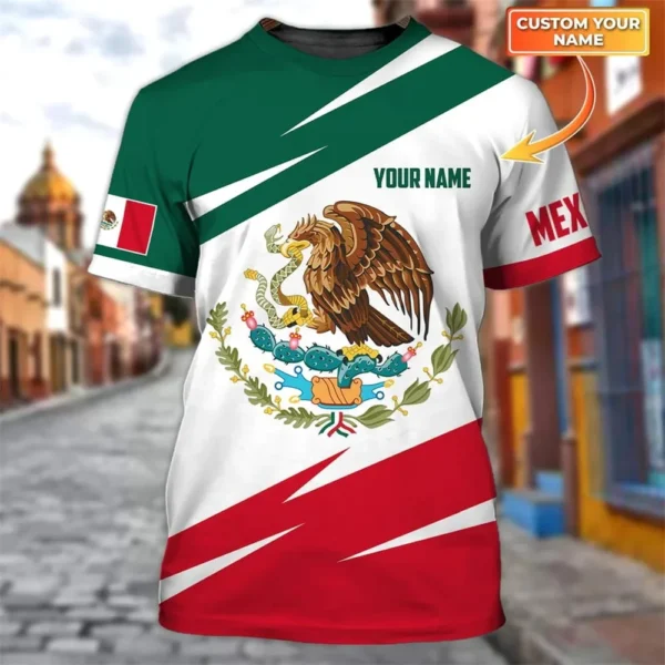 Mexico National Flag Printed Summer Men's O-Neck T-Shirts Casual Short Sleeve Oversized Pullover Fashion Streetwear Men Clothing - Image 2