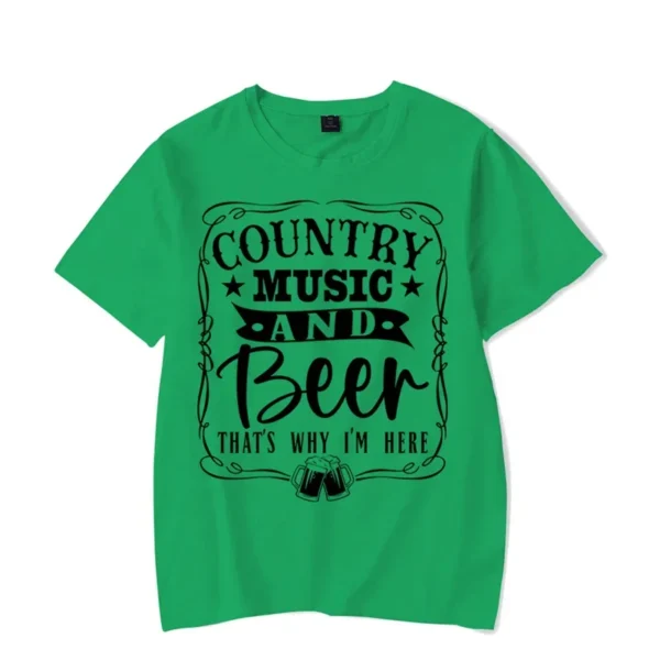 T Shirt for Men Country Music and Beer That's Why I'm Here Funny Men Summer Tshirts Luminous T-shirt Male Harajuku T-shirt Tops - Image 5