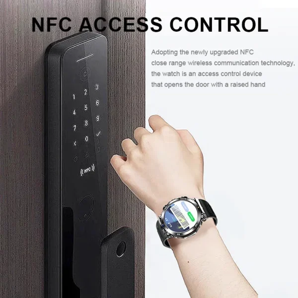 Smartwatch unlocks door with NFC.