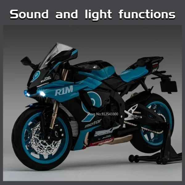 1/12 Yamaha R1M Toy Motorcycle Model Alloy Diecast with Shock Absorption Simulation Scale Motorcycle Model Toys for Kids Gifts - Image 2