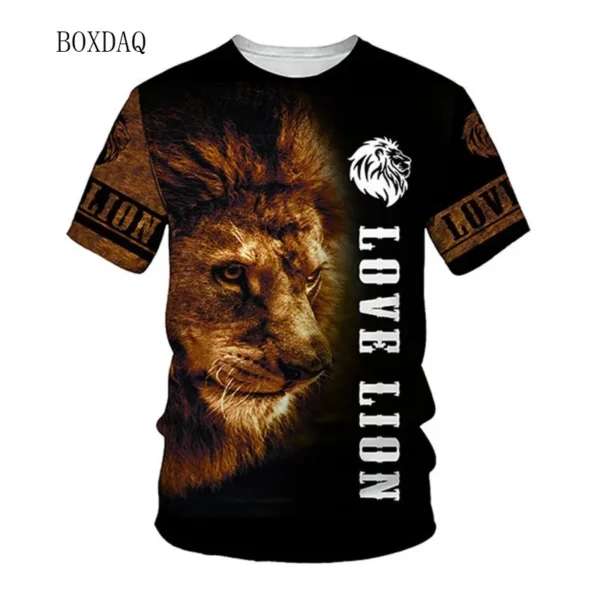 Lion Graphic Men's T-Shirts Oversized Short Sleeve 3d Animal Printed Street Style T Shirt 6XL Plus Size O-Neck Casual Tops Tees - Image 3