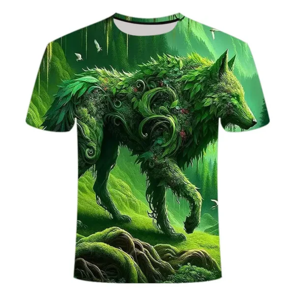 2024 New Animal Wolf Series 3D Printed T-shirt Fashion Versatile, Handsome and Cool Short Sleeves - Image 3