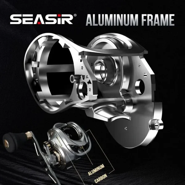 Seasir Megacuda Baitcasting Reel Drag 15KG Deep Spool 6.5:1 Aluminum Frame Carbon Side Double Handle Jigging Metal Reel Seawater - Image 3