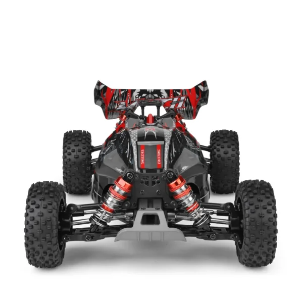 Black and red remote control car.