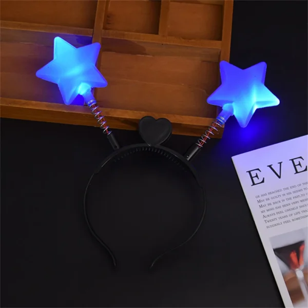 Black headband with two blue star lights.