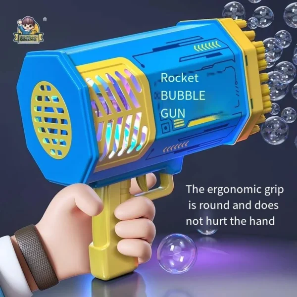 Blue and yellow bubble gun toy.