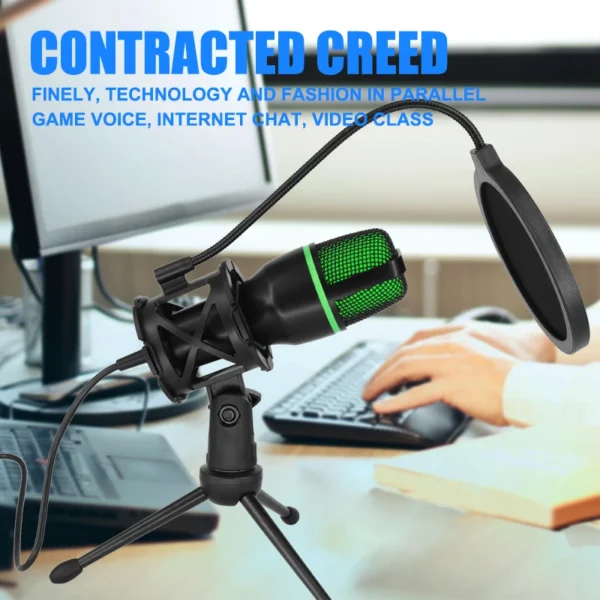 Professional USB Condenser Microphone For PC Laptop Streaming Video Games YouTube Podcasts Vocals - Image 3