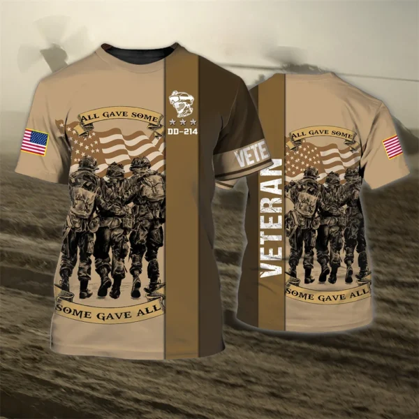 Summer Tough Guy Men's T-shirt GI Eagle Print 3D Print Oversized Military Quick-drying Feature Short-sleeved O-neck Sports Shirt - Image 2