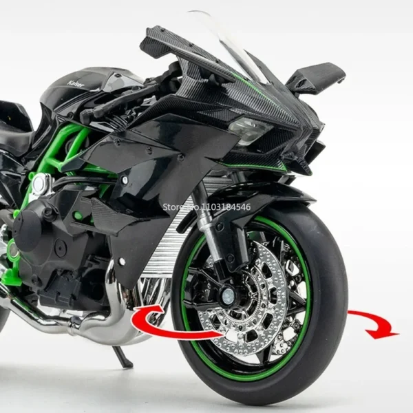 1:12 KAWASAKI H2R Alloy Diecast Motorcycle Model Toy Simulation Metal Heavy Motorcycle Sound And Light Collection Kids Toys Gift - Image 5