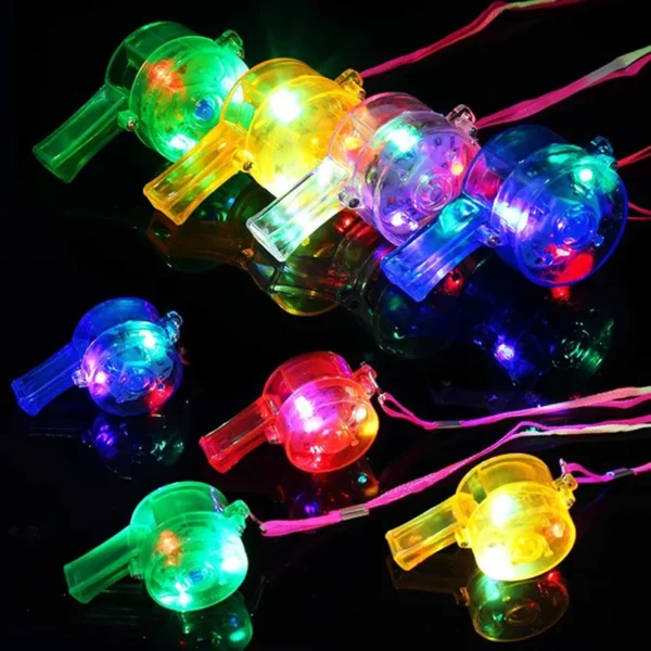 10-60pc LED Light up Whistle Glow Whistles Flashing Noisemaker Whistles Lanyard Necklace Glow in the Dark Wedding Birthday Party