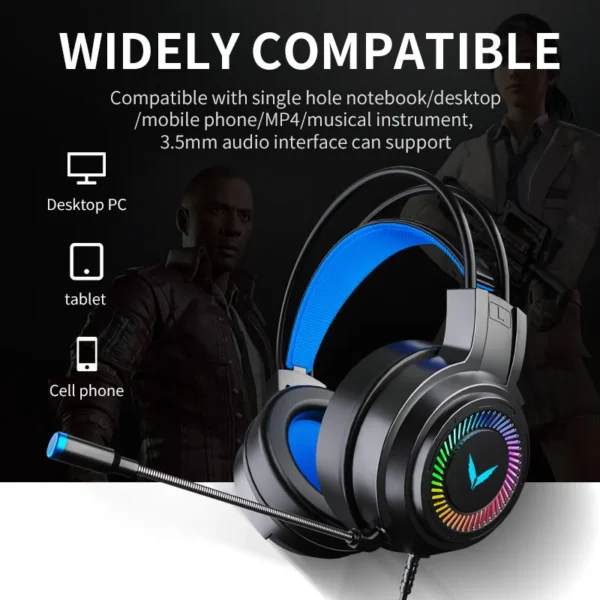 G58 Gaming Headset Wired 7.1 Stereo Channel Headset Bass Earphone Headphone With Mic for Computer Pc Gamer Foldable - Image 3