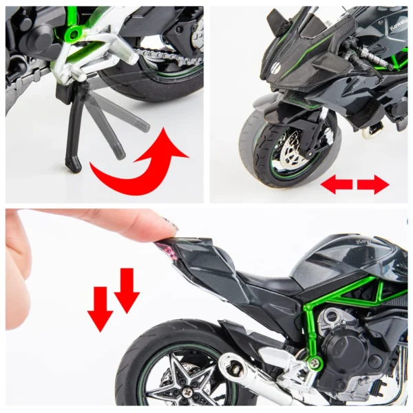 1:18 Kawasaki Ninja ZX-12R Genuine Alloy Motorcycle Model Static Die Casting Toy Collection Model Gift - Image 6