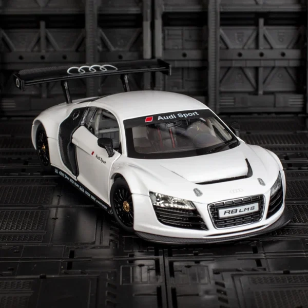 White Audi R8 LMS race car toy.