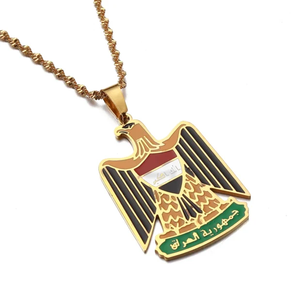 Gold Egyptian eagle pendant necklace.