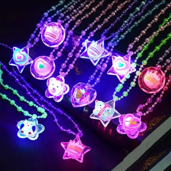 12-96Pcs LED Light Up Cartoon Necklace Kids Birthday Party Wedding Guest Gift Souvenir Christmas Carnival Reward Pack Party Gift - Image 2